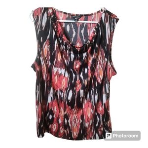 Geoege Sleeveless red black and white  Aztec Print blouse XXL